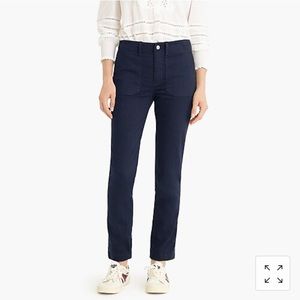 NWT J.Crew Straight Cargo Pant Slub Sateen in Navy